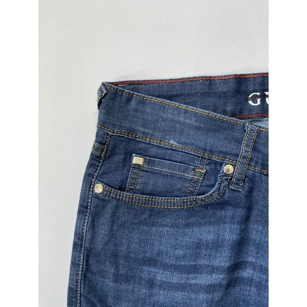 Guess Men's Eco Slim Fit  Short Feather Weight Denim In Blue Size 30